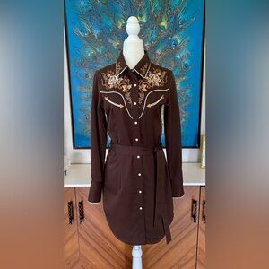 RETRO PANHANDLE SLIM Embroidered Pearl Snap Dress | Like New | Size S